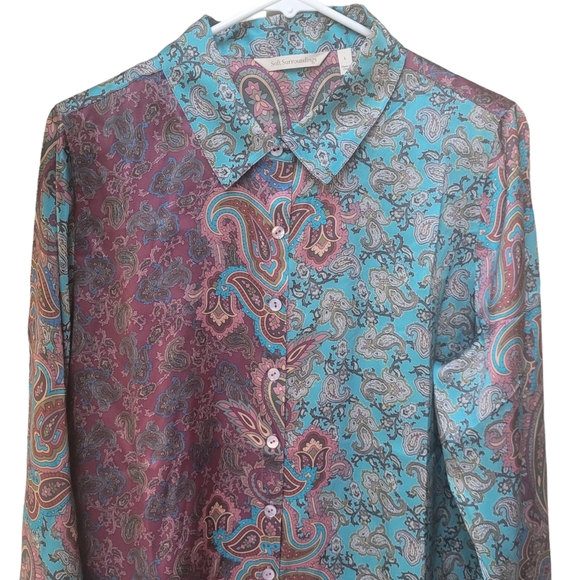 Soft Surrounding 100% Silk Lilit Blouse Size L  NWOT - Picture 4 of 16